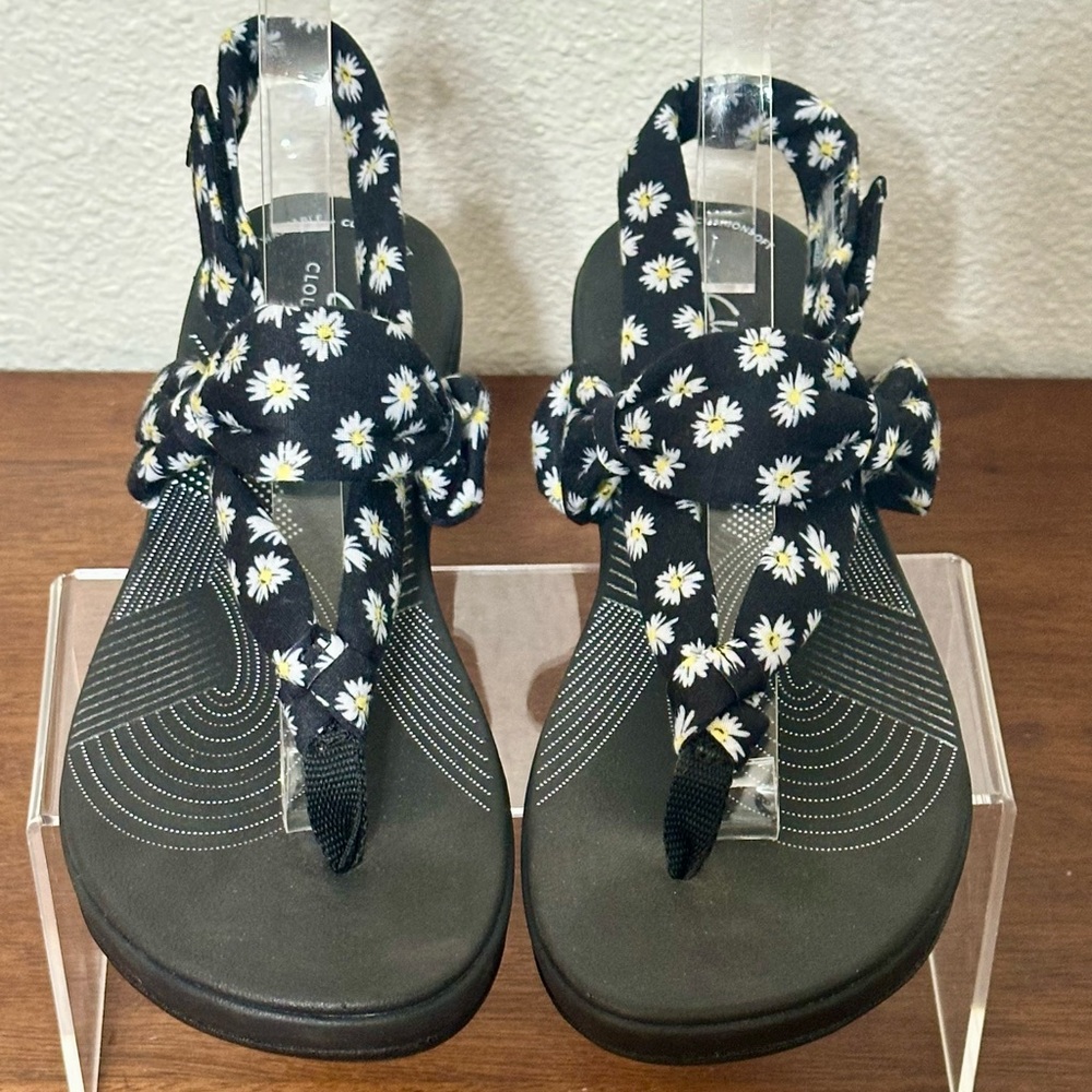 CLARKS CLOUDSTEPPERS Women's Arla Nicole Cushioned Sandal, Black, Sz 8.5 W